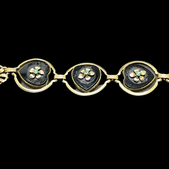 Victorian gold and onyx heart bracelet - Picture 6 of 9
